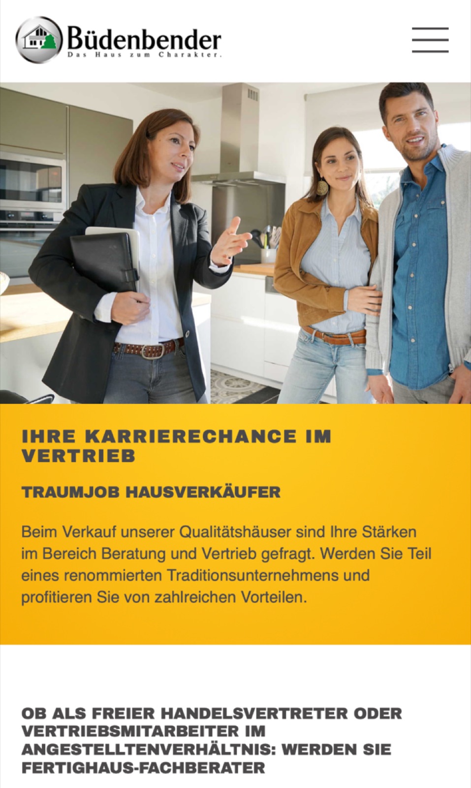 Büdenbender Hausbau – Website am Smartphone