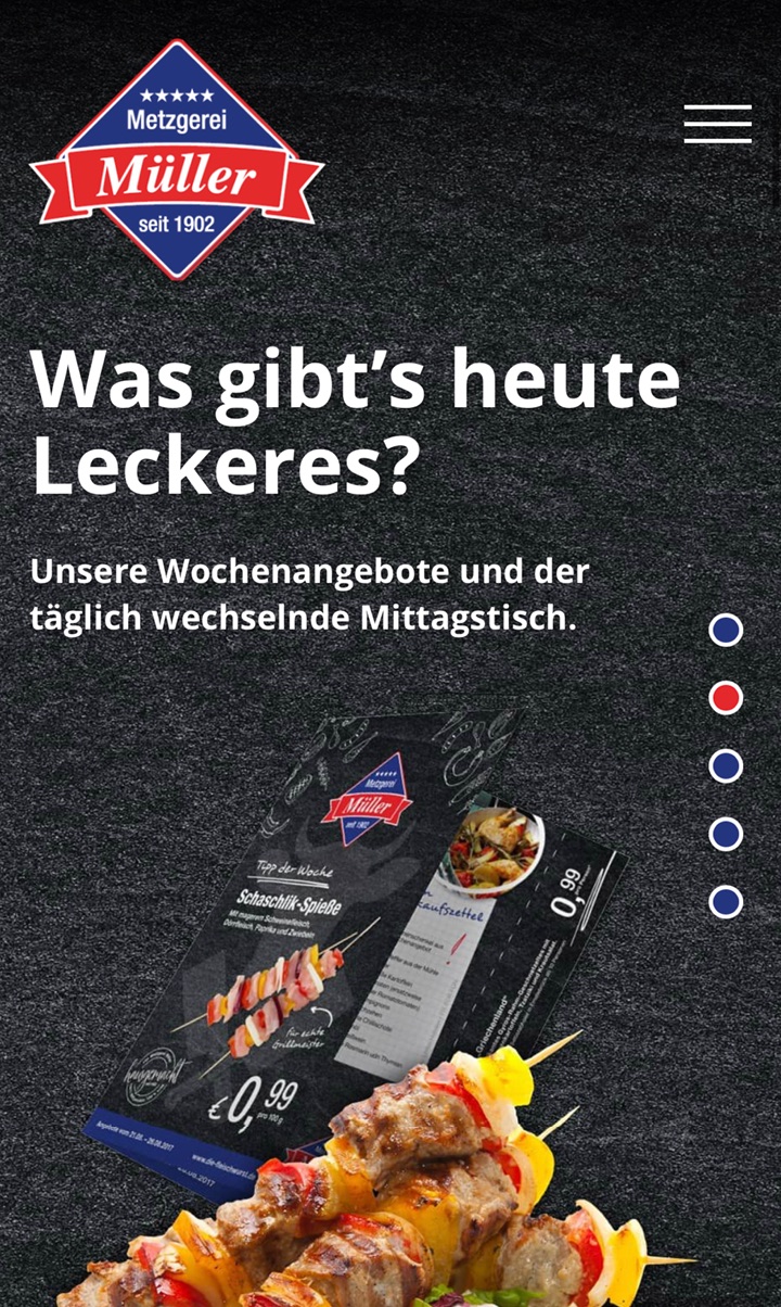 Metzgerei Müller – Website am Smartphone
