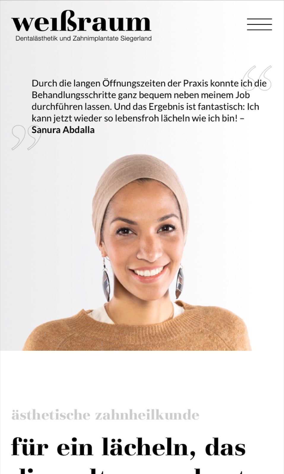 weißraum – Website am Smartphone